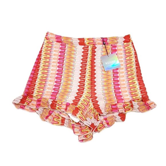 Missguided Women's Shorts Co Ord Crochet Frill Hem Multi-Color Size 8 NEW w/ Tag - Picture 1 of 15